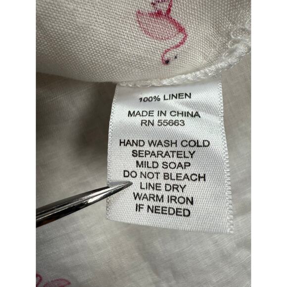 Forcynthia Beachwear 100% Linen Slvless cover up White Pink Flamingo‎ SMALL - Picture 10 of 10
